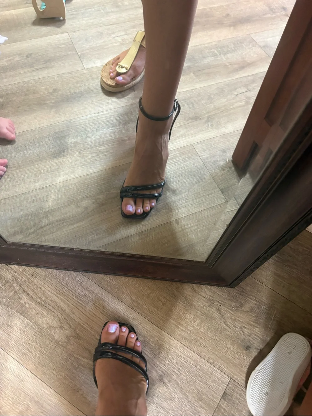 Sam Edelman Black Patent Strappy Block Heel Sandals